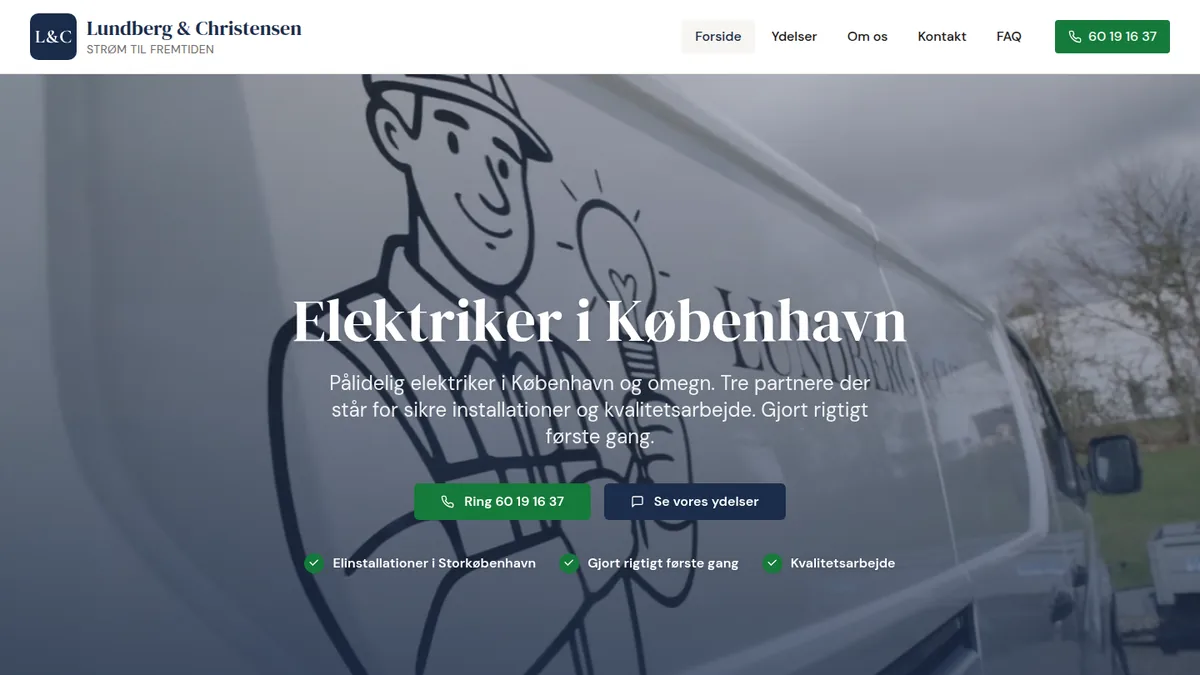 The front page of lundberg-christensen.dk as it looked in October 2026.